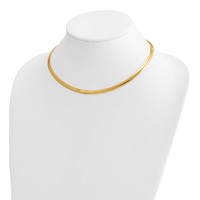 14K Two-tone 5mm Lightweight Reversible Omega Necklace Plus 2 Inch Heart Chain Extender - 16in view 4