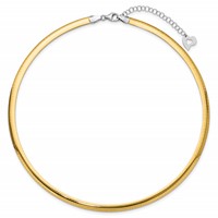 14K Two-tone 5mm Lightweight Reversible Omega Necklace Plus 2 Inch Heart Chain Extender - 16in view 2