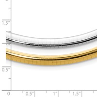 14K Two-tone 5mm Lightweight Reversible Omega Necklace Plus 2 Inch Heart Chain Extender - 16in view 5