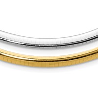 14K Two-tone 5mm Lightweight Reversible Omega Necklace Plus 2 Inch Heart Chain Extender - 16in view 1