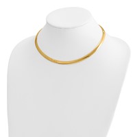 14K Two-tone 6mm Lightweight Reversible Omega Necklace Plus 2 Inch Heart Chain Extender, 16" view 4
