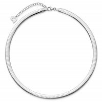 14K Two-tone 6mm Lightweight Reversible Omega Necklace Plus 2 Inch Heart Chain Extender, 16" view 3