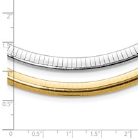 14K Two-tone 6mm Lightweight Reversible Omega Necklace Plus 2 Inch Heart Chain Extender, 16" view 5