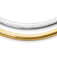 14K Two-tone 6mm Lightweight Reversible Omega Necklace Plus 2 Inch Heart Chain Extender, 16" view 1
