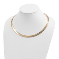 14K Two-tone 8mm Lightweight Reversible Omega Necklace Plus 2 Inch Heart Chain Extender, 16" view 2
