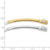 14K Two-tone 3mm White and Yellow Domed Omega Extender for Reversible Necklace, 2" view 2