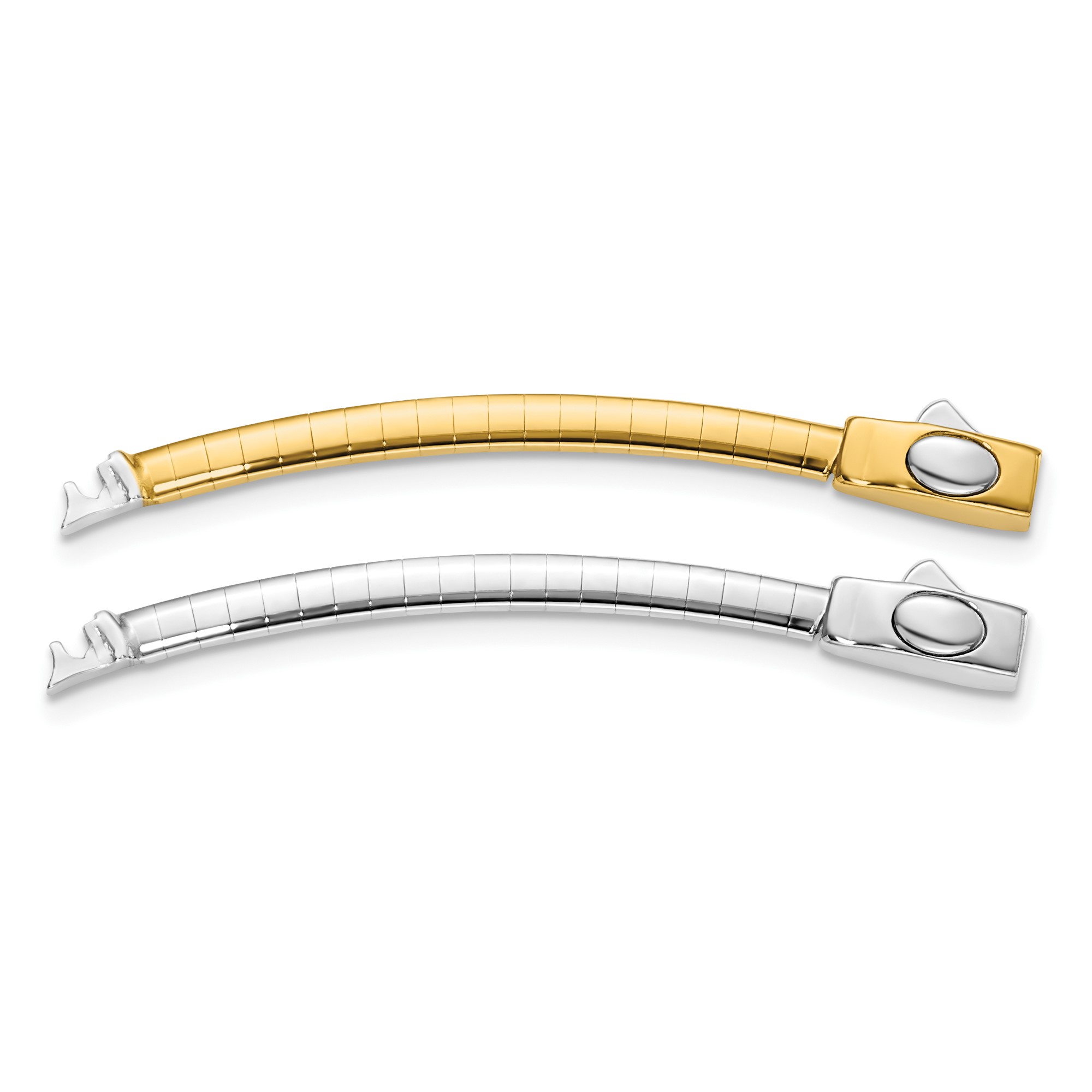 14K Two-tone 3mm White and Yellow Domed Omega 2 inch Extender for Reversible Nec