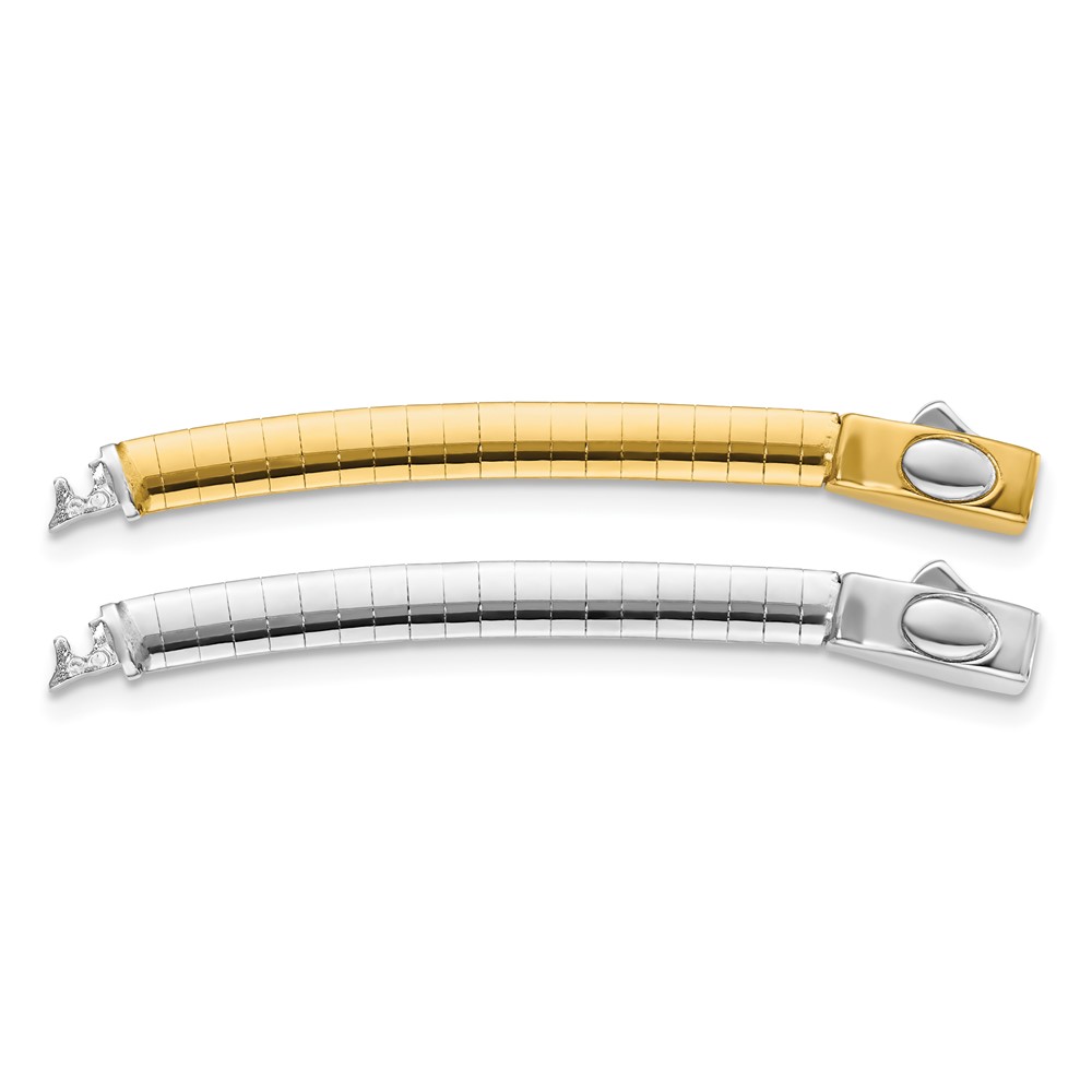 14K Two-tone 4mm White and Yellow Domed Omega Extender for Reversible Necklace, 2"