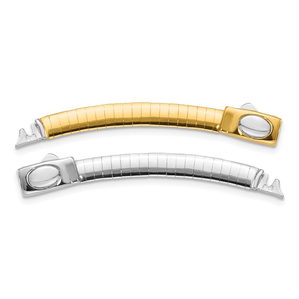 14K Two-tone 5mm White and Yellow Domed Omega Extender for Reversible Necklace, 2"