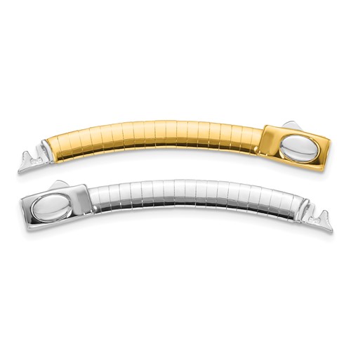 14K Two-tone 5mm White and Yellow Domed Omega Extender for Reversible Necklace, 2"