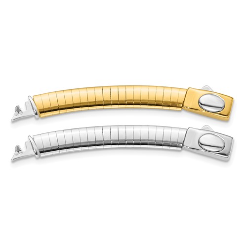 14K Two-tone 6mm White and Yellow Domed Omega Extender for Reversible Necklace, 2"