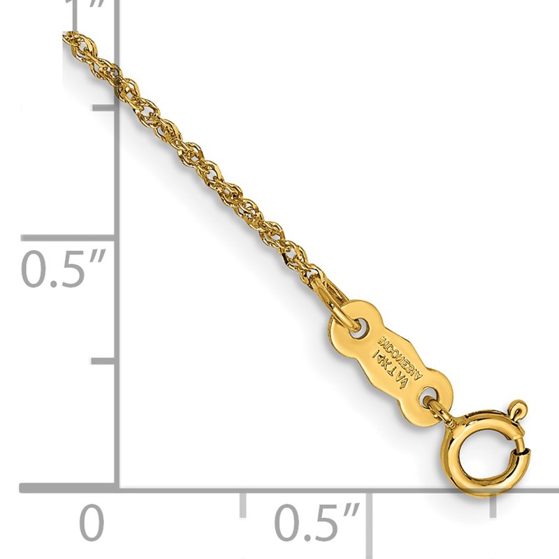 14K 10 inch 1.1mm Ropa with Spring Ring Clasp Anklet