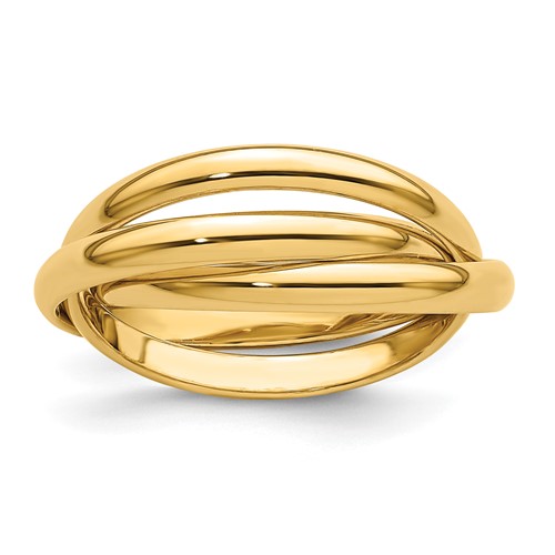 14K Yellow Gold Polished Rolling Ring, Size 5