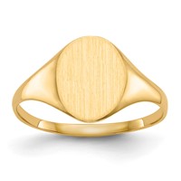 14K 8.5x10.0mm Oval Closed Back Signet Ring view 1
