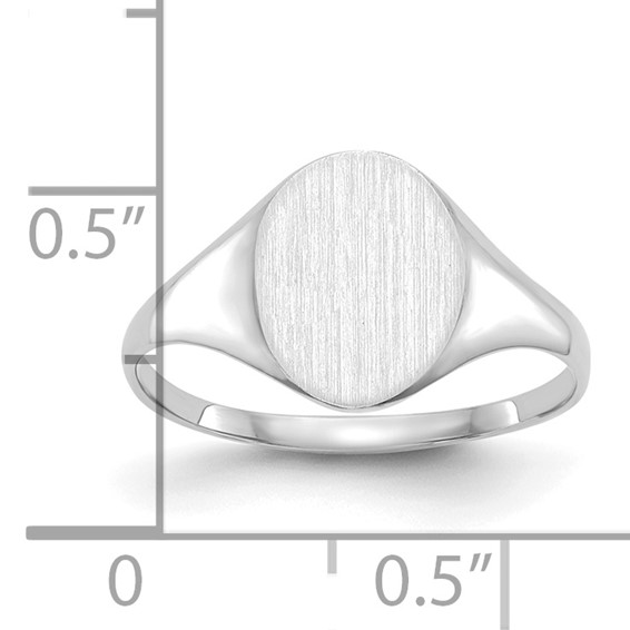 14k White 10.0x8.5mm Closed Back Signet Ring
