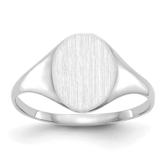 14k White 10.0x8.5mm Closed Back Signet Ring