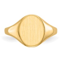 14K 9.5x11.0mm Oval Closed Back Signet Ring view 4