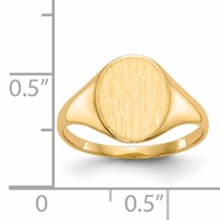14K 9.5x11.0mm Oval Closed Back Signet Ring view 5
