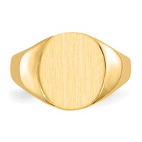 10K Yellow Gold 11.5x10.0mm Oval Closed Back Signet Ring view 4