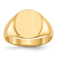 10K Yellow Gold 11.5x10.0mm Oval Closed Back Signet Ring view 1