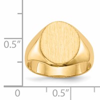 14K Yellow Gold 11.0x12.5mm Oval Closed Back Signet Ring view 5