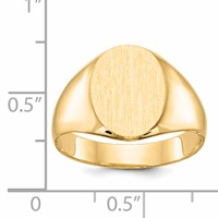 14K Yellow Gold 11.5x13.0mm Oval Closed Back Mens Signet Ring view 5