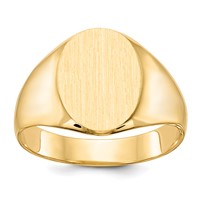 14K Yellow Gold 11.5x13.0mm Oval Closed Back Mens Signet Ring view 1