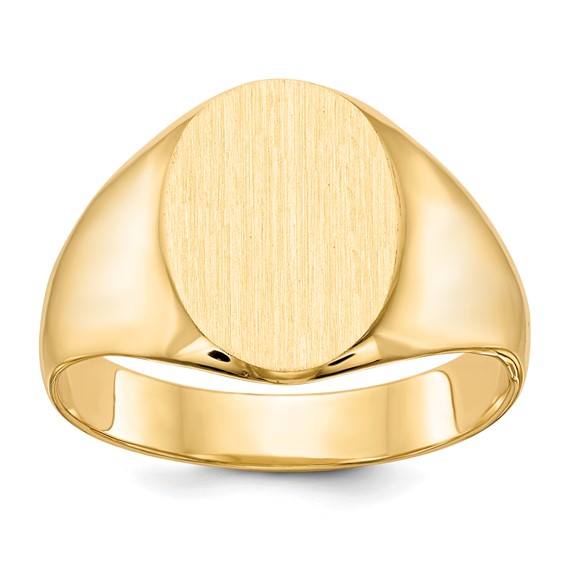 18ky 13.0x11.5mm Closed Back Mens Signet Ring