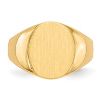 14K Yellow Gold 12.0x 14.5mm Oval Closed Back Mens Signet Ring view 4