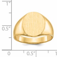 14K Yellow Gold 12.0x 14.5mm Oval Closed Back Mens Signet Ring view 5