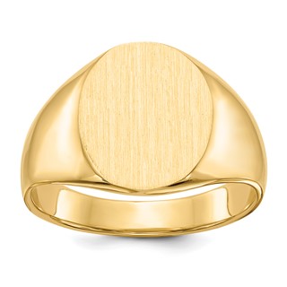 14kw 14.5x12.0mm Closed Back Men's Signet Ring