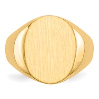 14K Yellow Gold 13.0x16.0mm Oval Closed Back Signet Ring view 4