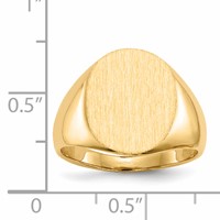 14K Yellow Gold 13.0x16.0mm Oval Closed Back Signet Ring view 5