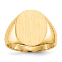 14K Yellow Gold 13.0x16.0mm Oval Closed Back Signet Ring view 1
