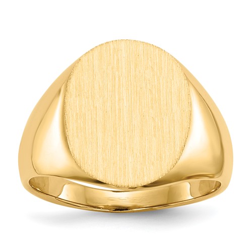 14K Yellow Gold 13.0x 16.0mm Oval Closed Back Signet Ring