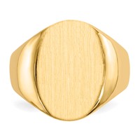 14K Yellow Gold 14.0x 18.0mm Oval Closed Back Mens Signet Ring view 4