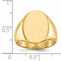 14K Yellow Gold 14.0x 18.0mm Oval Closed Back Mens Signet Ring view 5