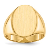 14K Yellow Gold 14.0x 18.0mm Oval Closed Back Mens Signet Ring view 1