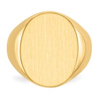 14K Yellow Gold 15.5x 19.0mm Oval Closed Back Mens Signet Ring view 4
