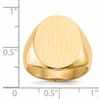 14K Yellow Gold 15.5x 19.0mm Oval Closed Back Mens Signet Ring view 5