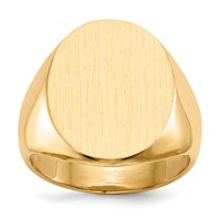 14K Yellow Gold 15.5x 19.0mm Oval Closed Back Mens Signet Ring view 1