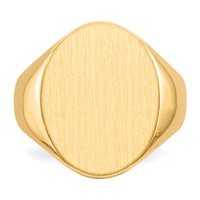14K Yellow Gold 16.0x20.5mm Oval Closed Back Mens Signet Ring view 4