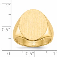 14K Yellow Gold 16.0x20.5mm Oval Closed Back Mens Signet Ring view 5