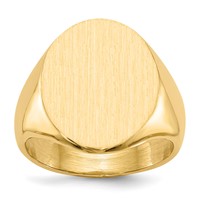 14K Yellow Gold 16.0x20.5mm Oval Closed Back Mens Signet Ring view 1