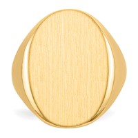 14K Yellow Gold 16.0 x 21.5mm Oval Closed Back Mens Signet Ring view 4