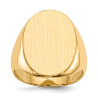 14K Yellow Gold 16.0 x 21.5mm Oval Closed Back Mens Signet Ring view 1