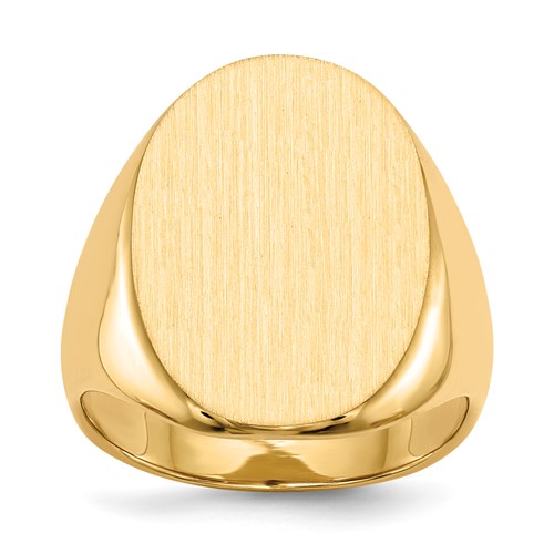 14K Yellow Gold 16.0 x21.5mm Oval Closed Back Mens Signet Ring