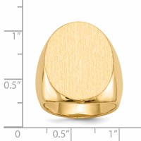 14K Yellow Gold 19.0x26.5mm Oval Closed Back Mens Signet Ring view 5