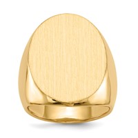 14K Yellow Gold 19.0x26.5mm Oval Closed Back Mens Signet Ring view 1