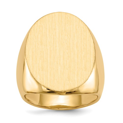 14K Yellow Gold 19.0x 26.5mm Oval Closed Back Mens Signet Ring
